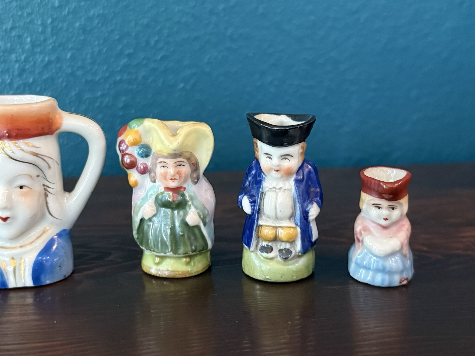 Vintage Lot Of 6 Miniature Toby Jugs Mugs Various Sizes Made In Japan