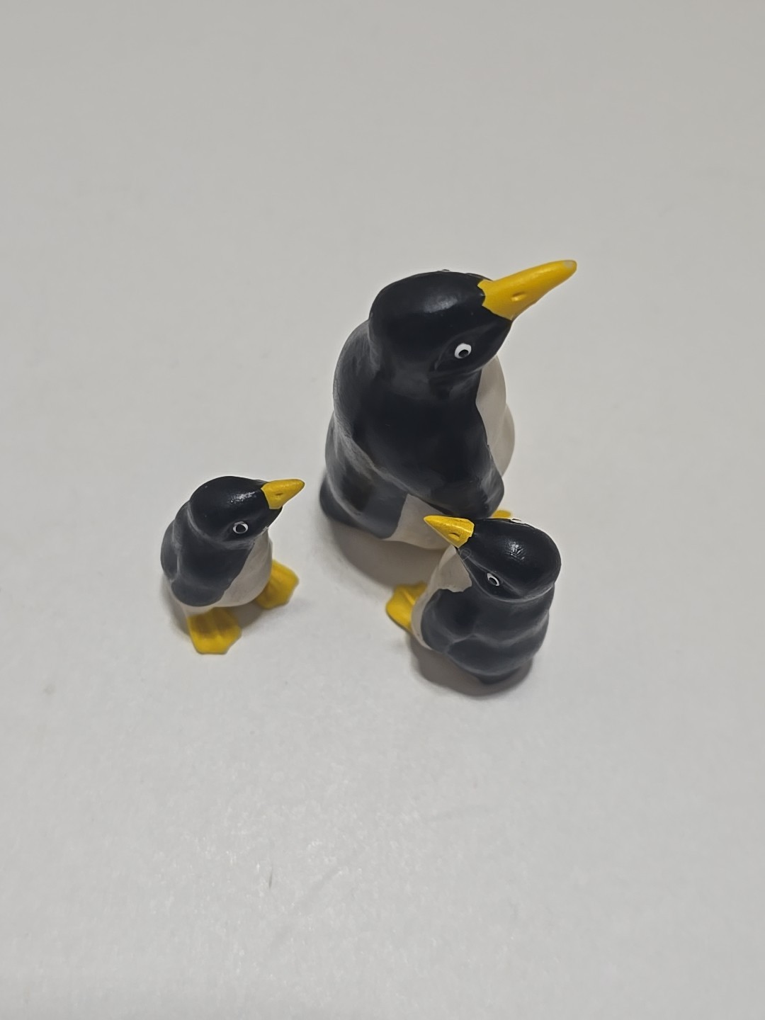 3 Penguin Figures. Black & White Tuxedo Mom + 2 Babies. Adelie VTG Miniature Acc