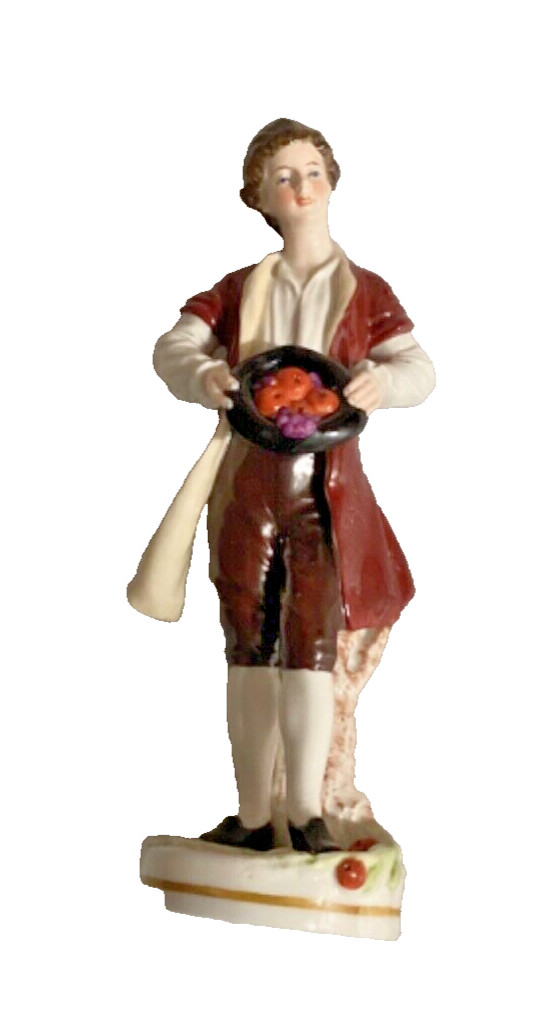 Sitzendorf Figurine 11046 Apple Seller 7″ Man Holding Basket Grapes Porcelain