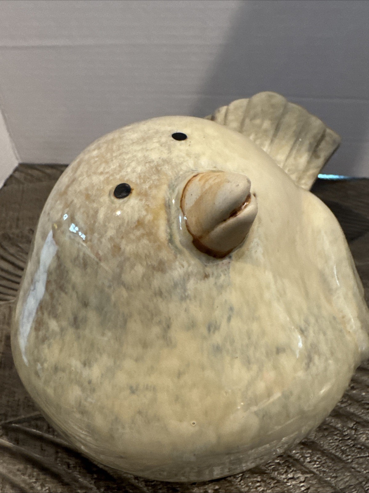 Vintage MCM Fat Bird Pottery Stoneware Hand Painted Sculpture Boho Country