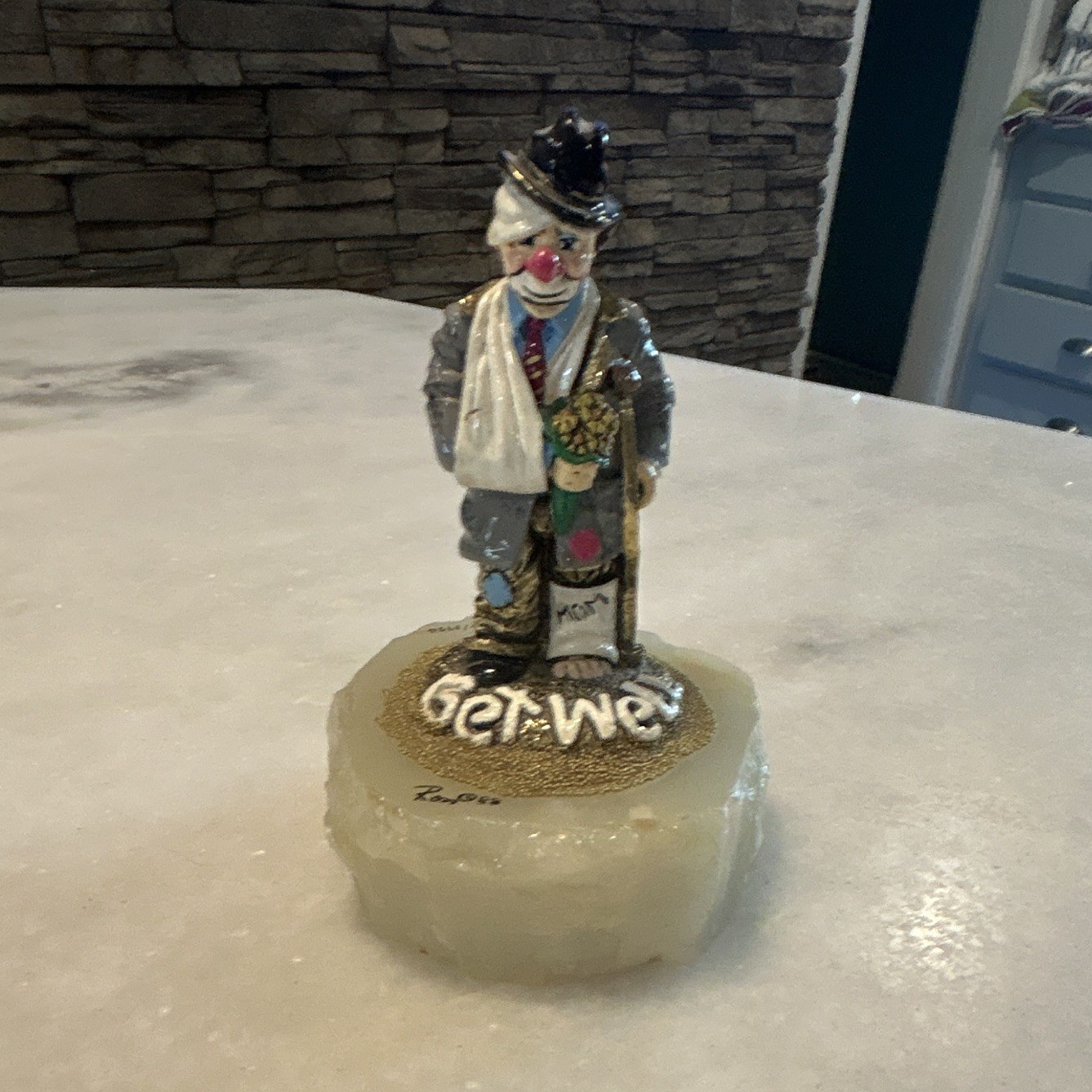 Ron Lee Vintage Get Well Clown Resin Figurine Numbered 5.5” with base