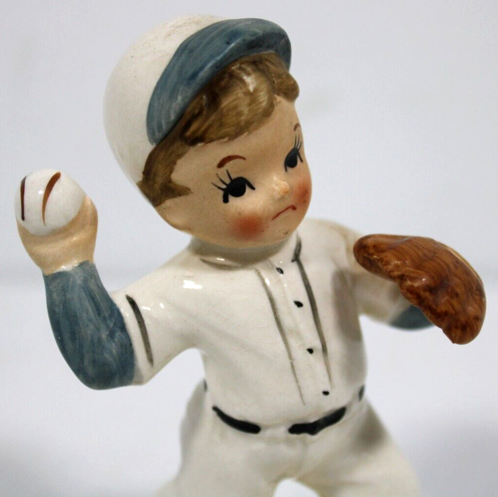 Vintage Norcrest Boys In Baseball Uniforms Pitcher & Batter Figures Figurines