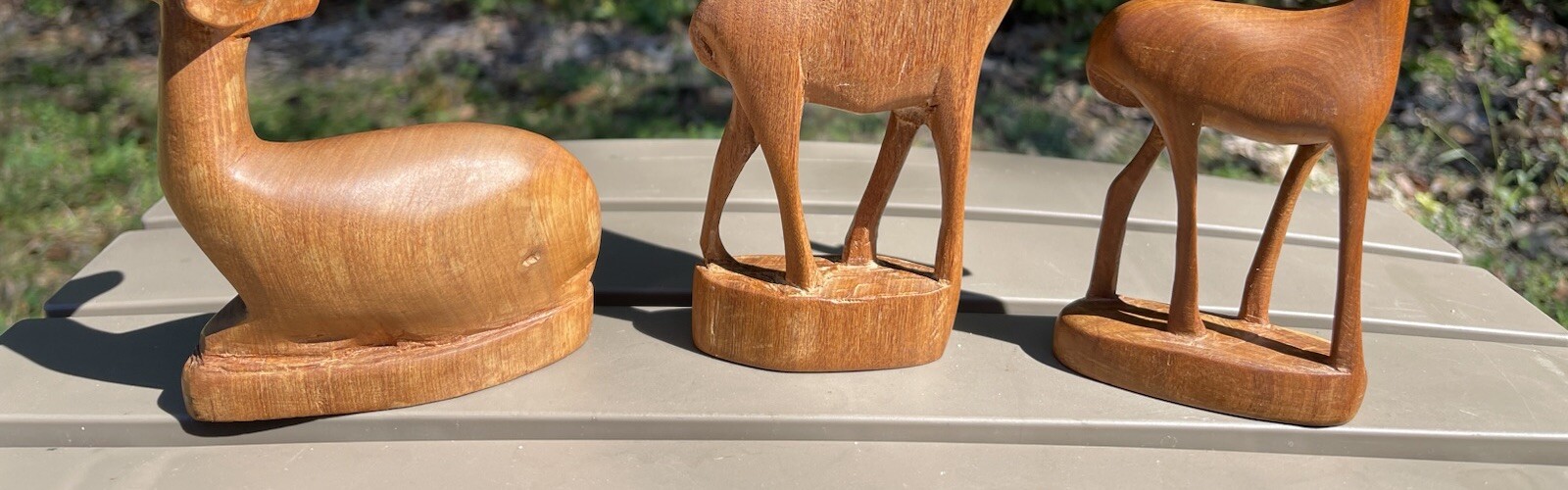 Hand Carved Wooden Antelopes Made In Kenya Mid Century Lot Of 3 – Rustic