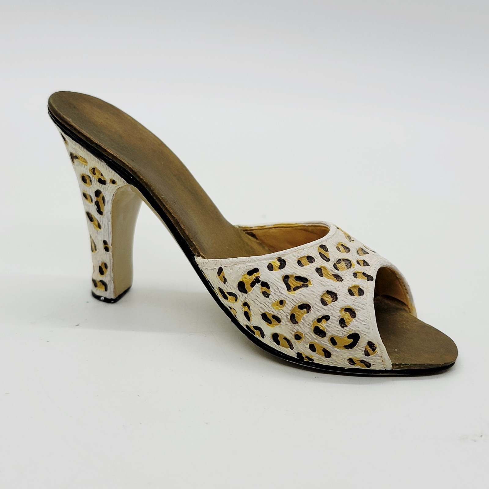 Miniature Resin Animal Print Shoe Figurine – High Heel Slip On