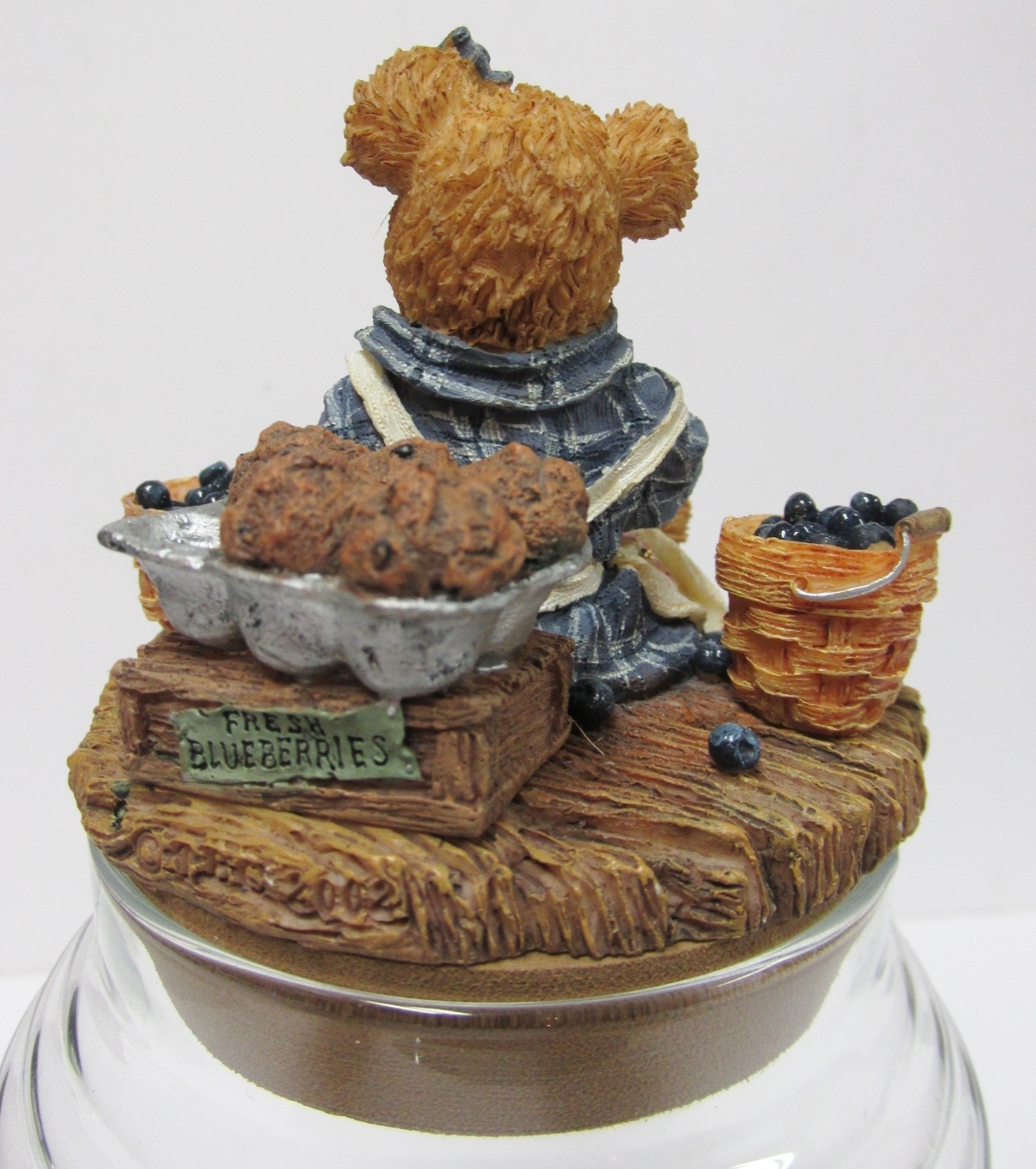 Boyds #651216YC-3 * Lg Candle Topper Muffin B Bluebeary w/Glass Jar & Glass Lid