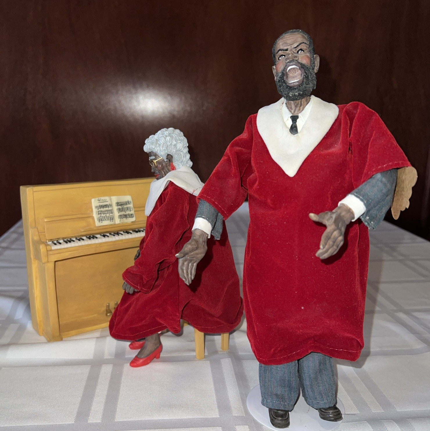 1996 Black African American Church Choir Figurines by Roman Inc with Piano