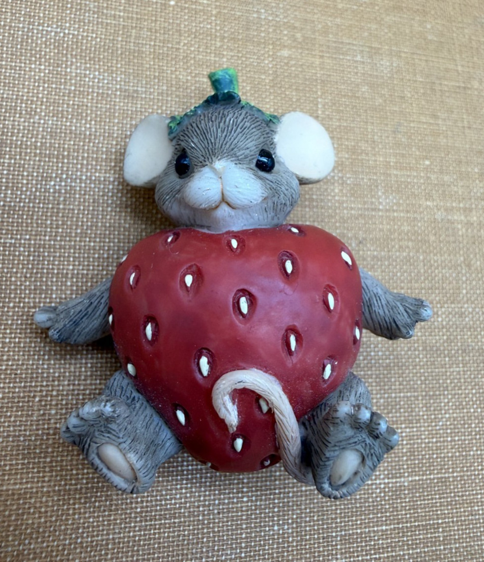 Charming Tails MACKENZIE STRAWBERRY Mouse Lapel Pin