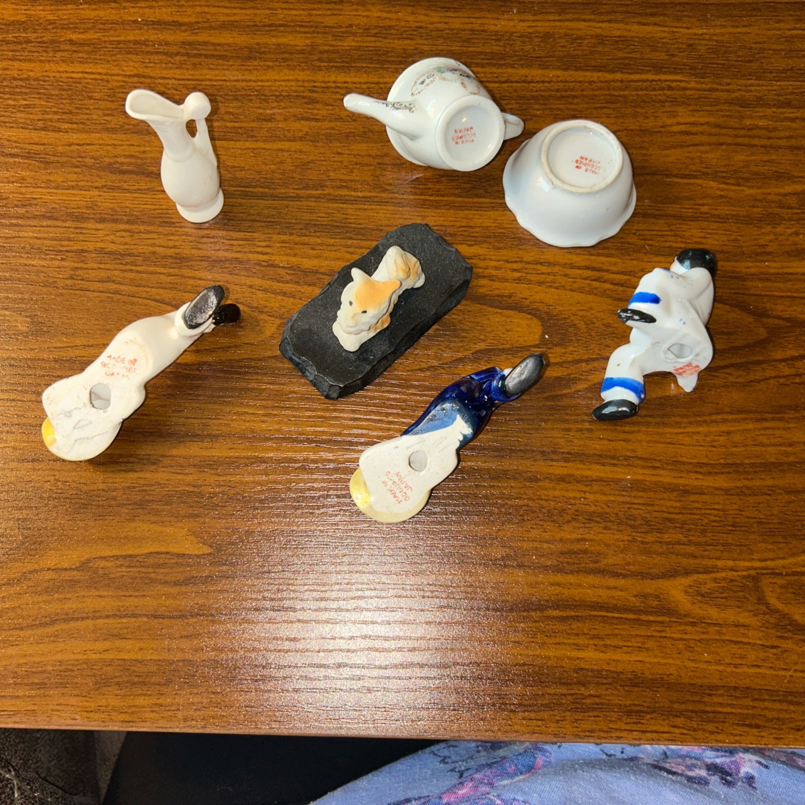 Occupied JAPAN Lot Of 5 Porcelain Figurines For Doll Houses 3 Children One Dog
