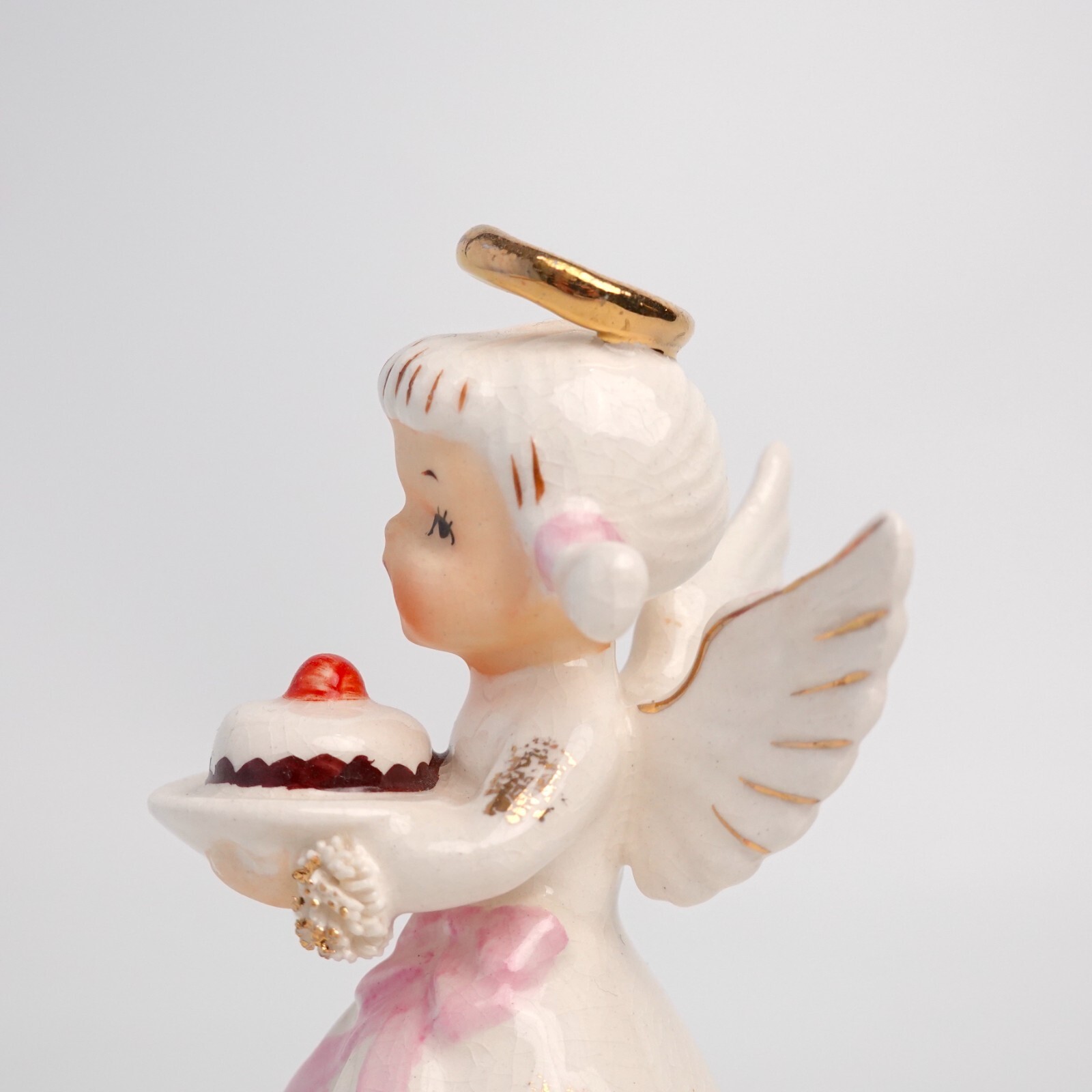 VTG LEFTON May Angel of the Month With Cake Cherry On Top Figurine AR1987