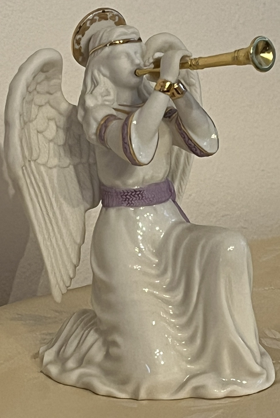 Lenox First Blessing Nativity Kneeling Angel with Trumpet ~ No Box