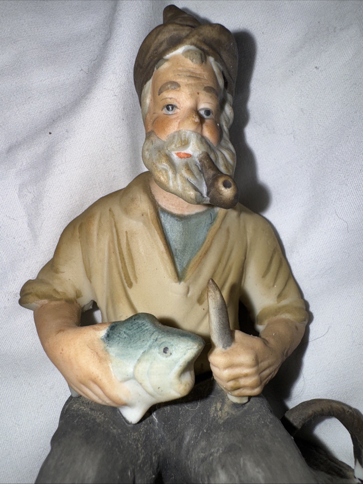 Capodimonte Figurine Lucky Fisherman Early 20th Century Italy Vintage Old Man