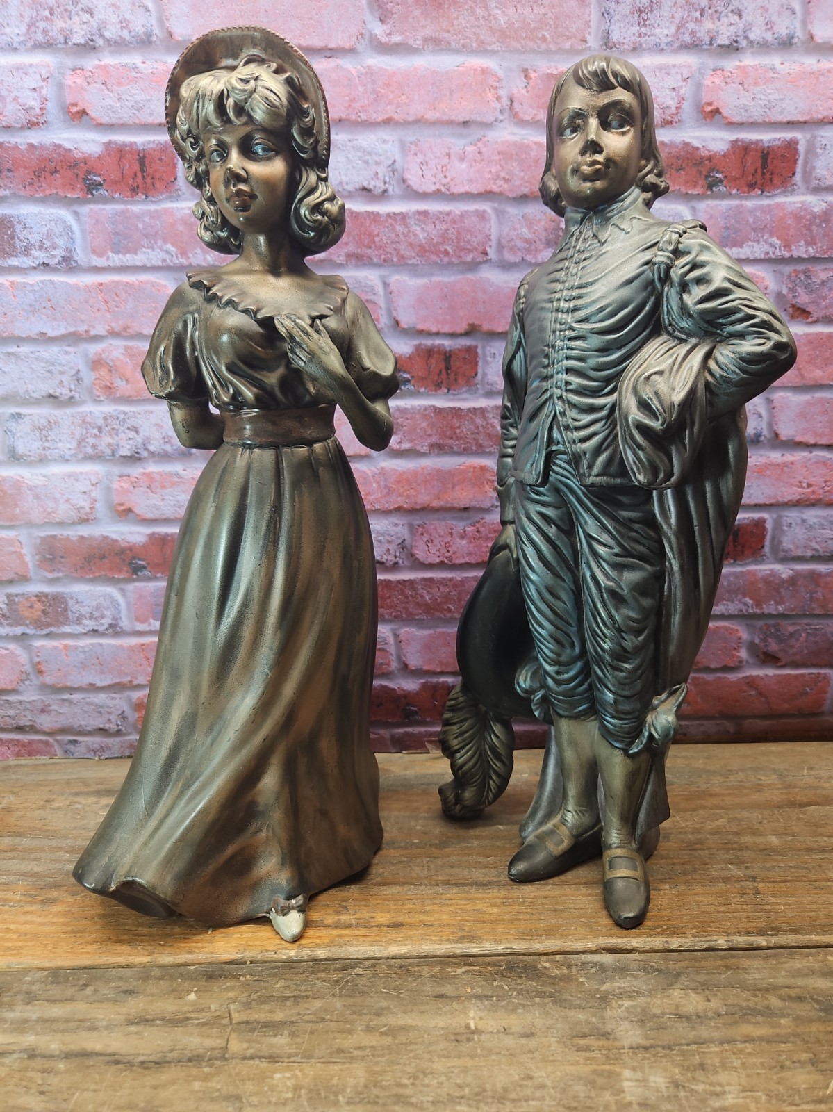Vtg Two Holland Mold Large Ceramic Figures 16″ Woman Man