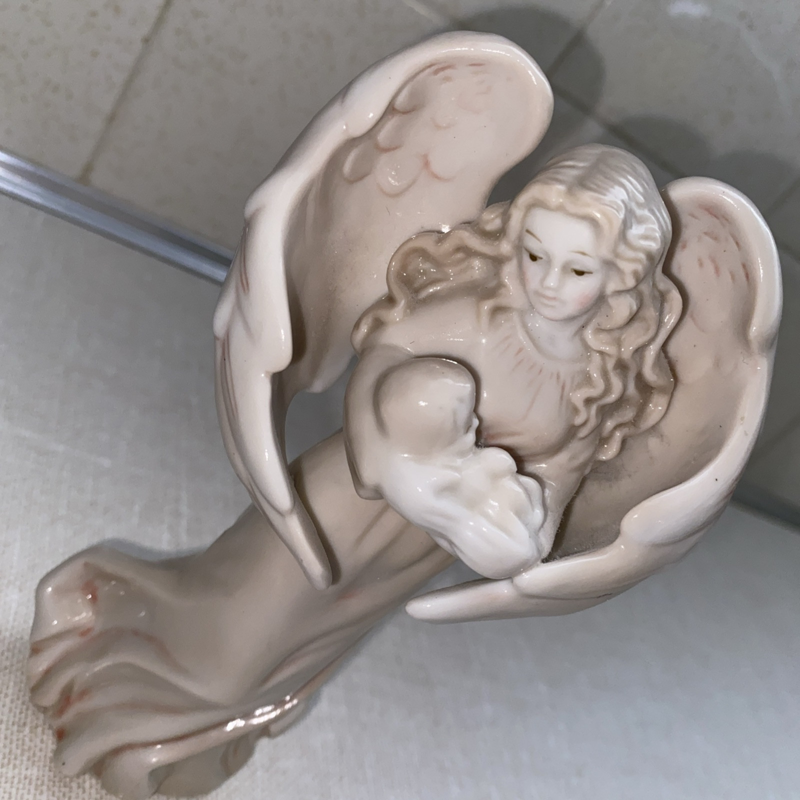 Vintage Russ Guardian Angel Holding Baby Figure Figurine