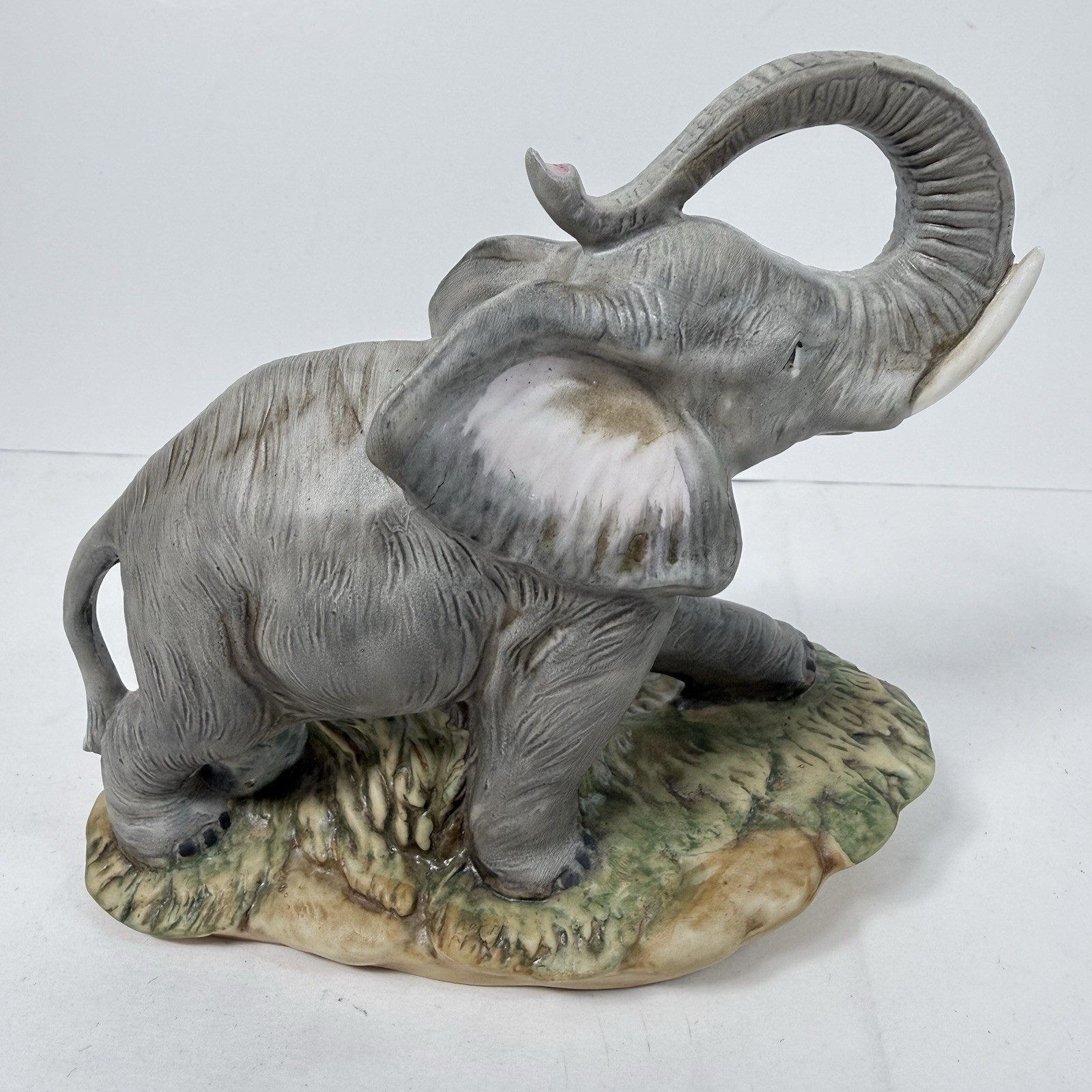 Porcelain Elephant Figurine Mother & Baby 1980 HOMCO Home Interiors 5” x 5.5”