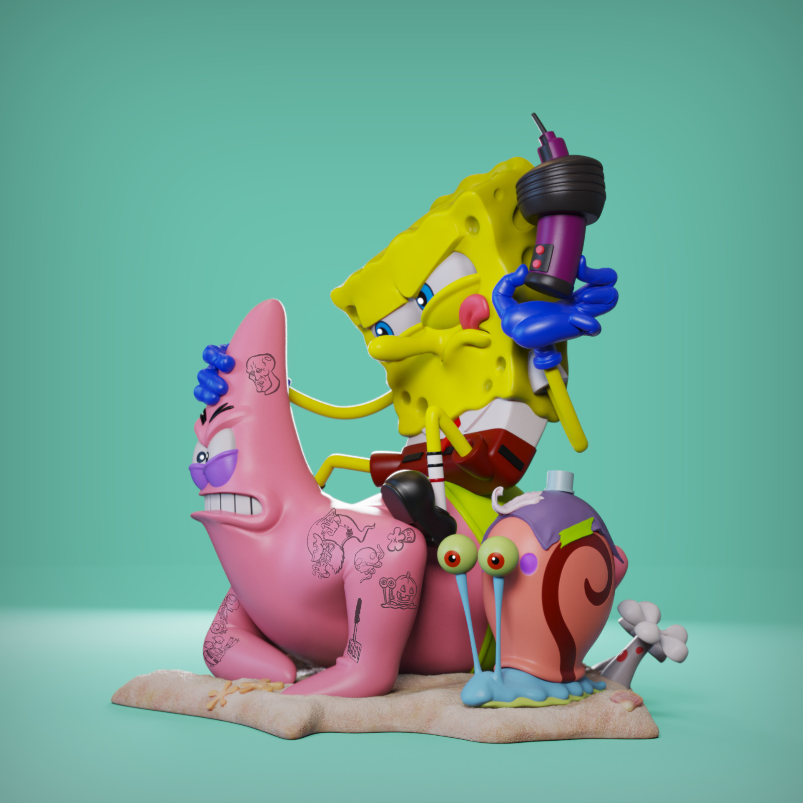 SpongeBob Tattoo Artist • Premium Resin Garage Kit 1:6