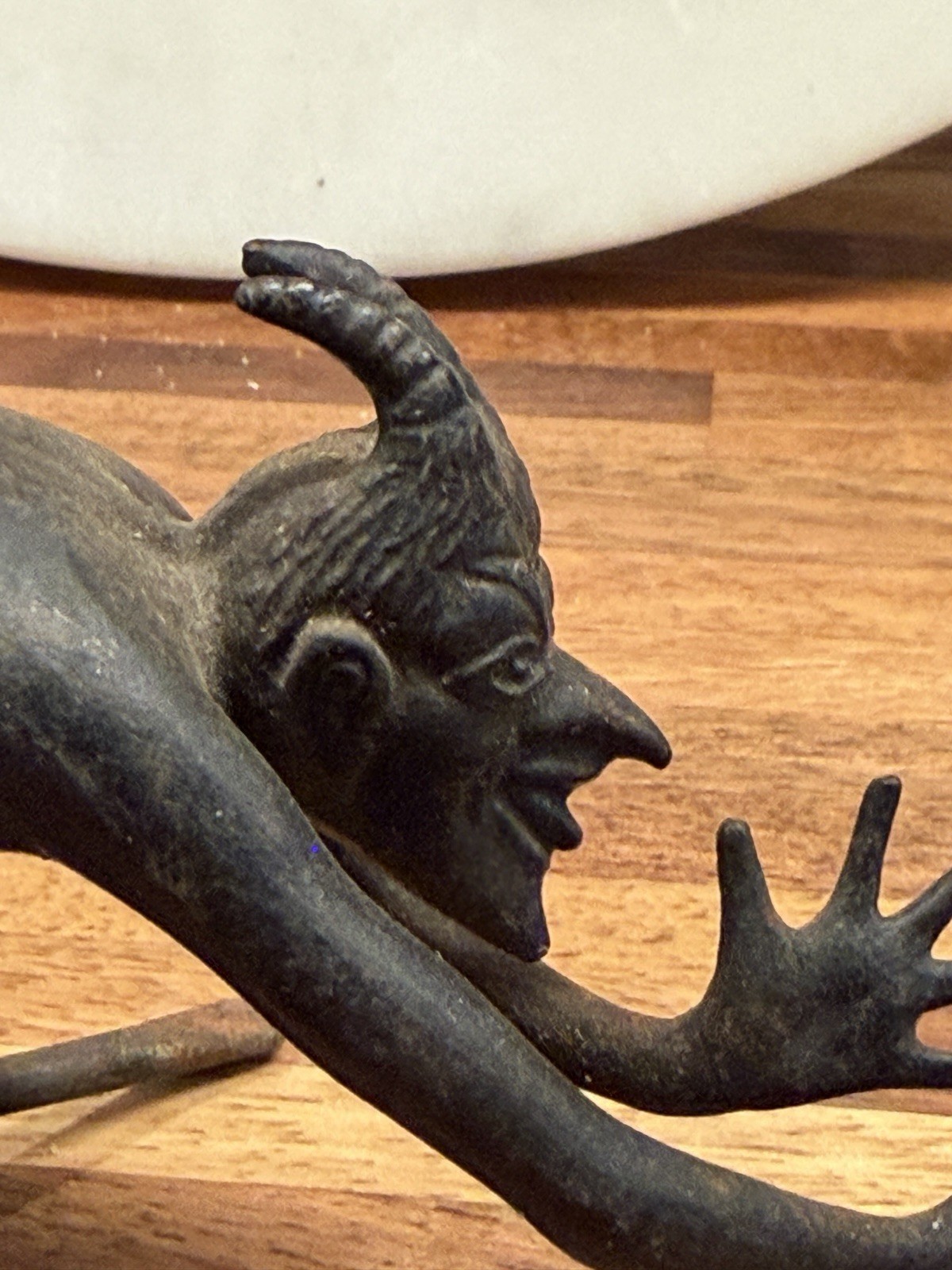 Vintage USSR Cast Iron Fighting The Devil Sculpture Statue Figure Kasli