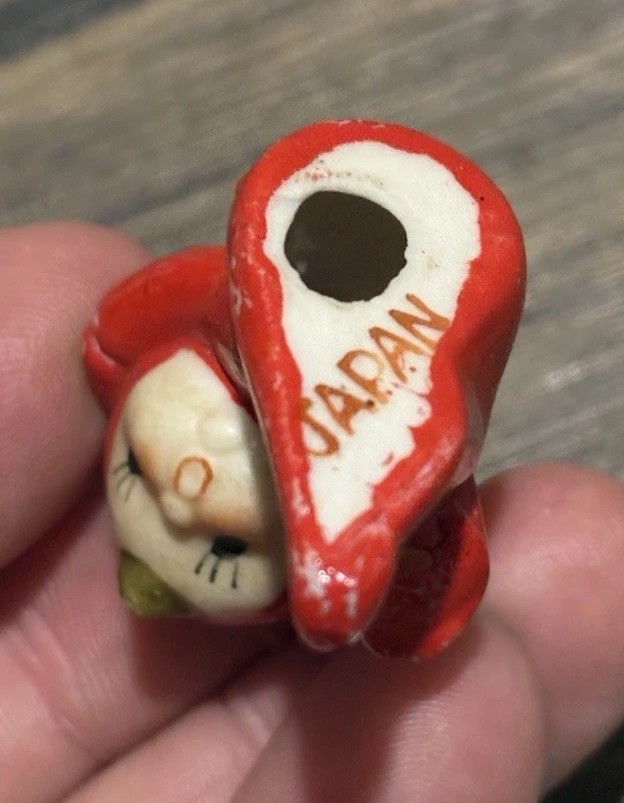 Vintage Miniature Red Devil Pixie Tiny Imp Shelf Elf Ceramic Figure Japan RARE!