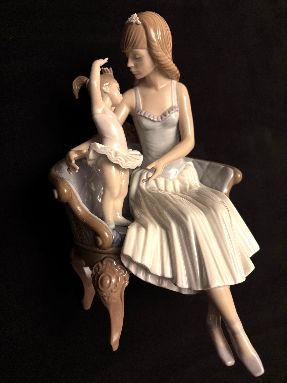 LLADRO Figurine #5793 “ Ballerina “Mot &Ballerina Child Sitting