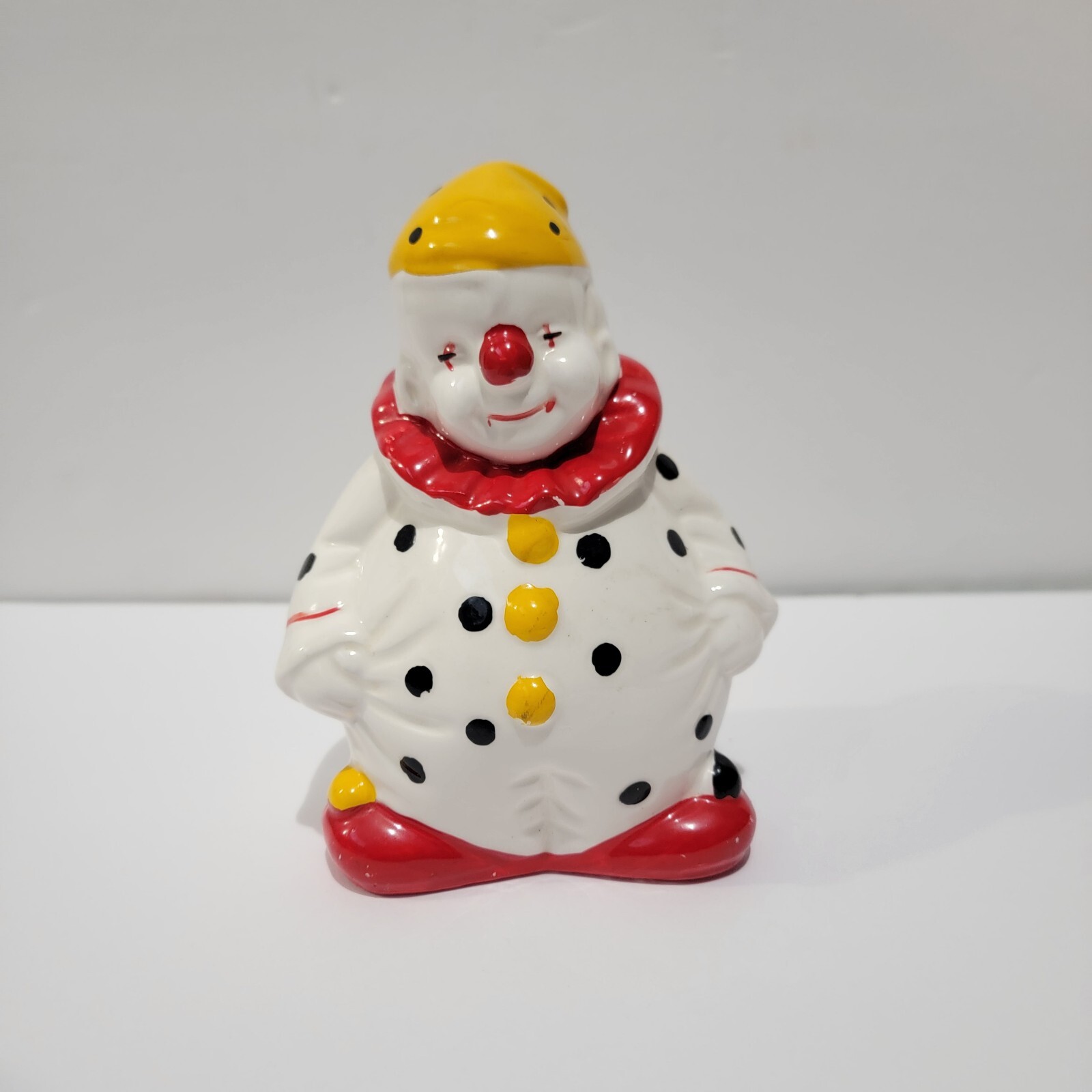 Vintage Happy Clown Porcelain Figurine RARE Red White Yellow Cute Home Decor