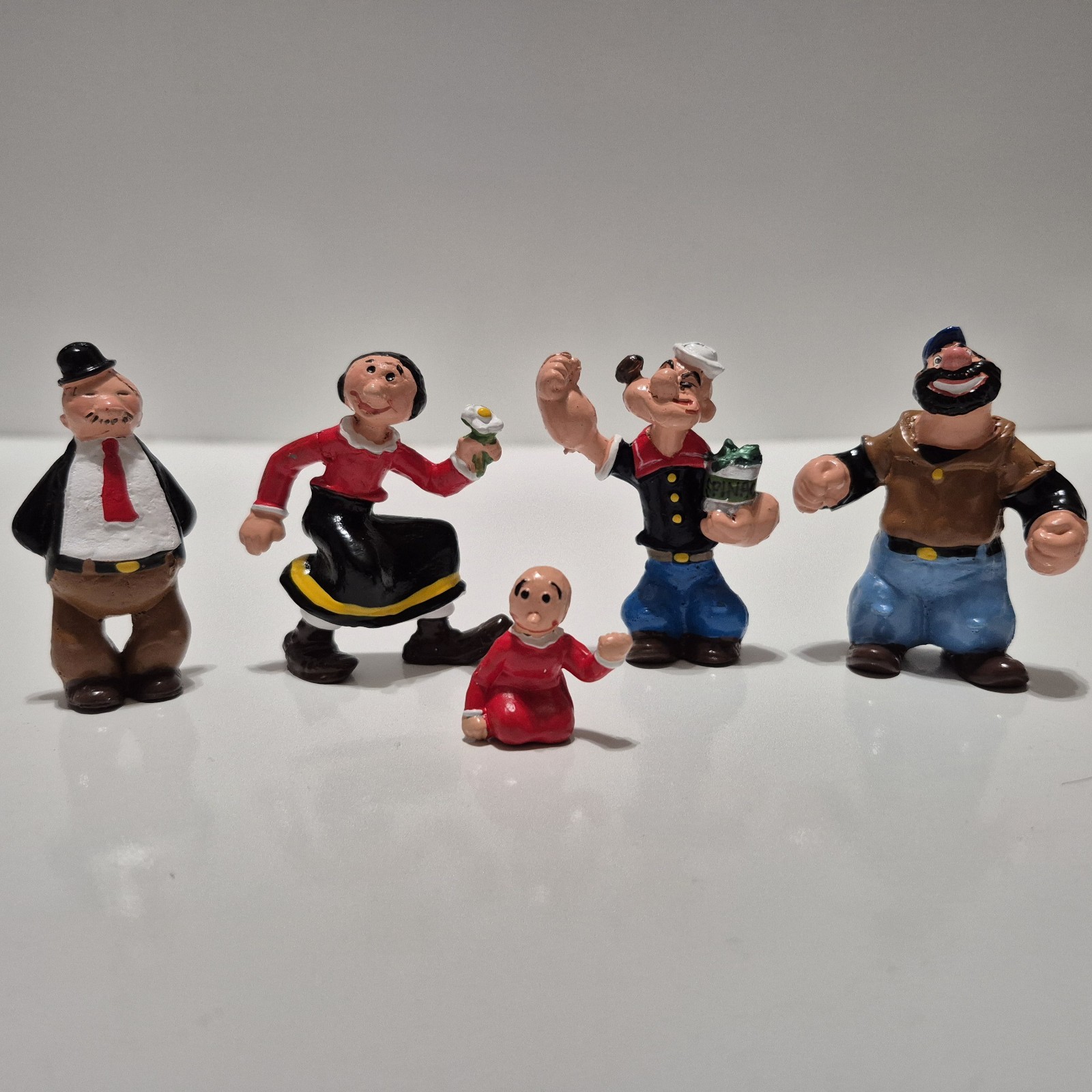 Set of 5 Popeye Miniature Cartoon Hand Painted Heavy Weighted Figurines