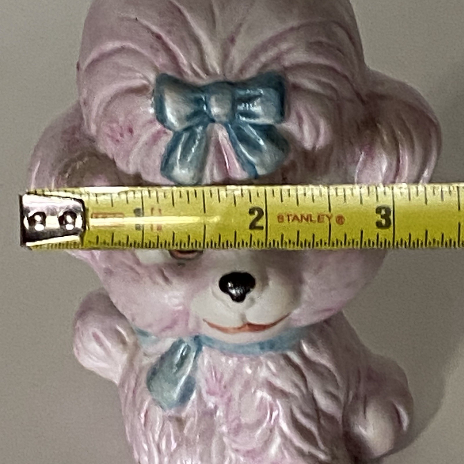 Vintage Anthropomorphic Puppy Dog Figurine Kitsch Big Eyes Purple Kitschy Decor