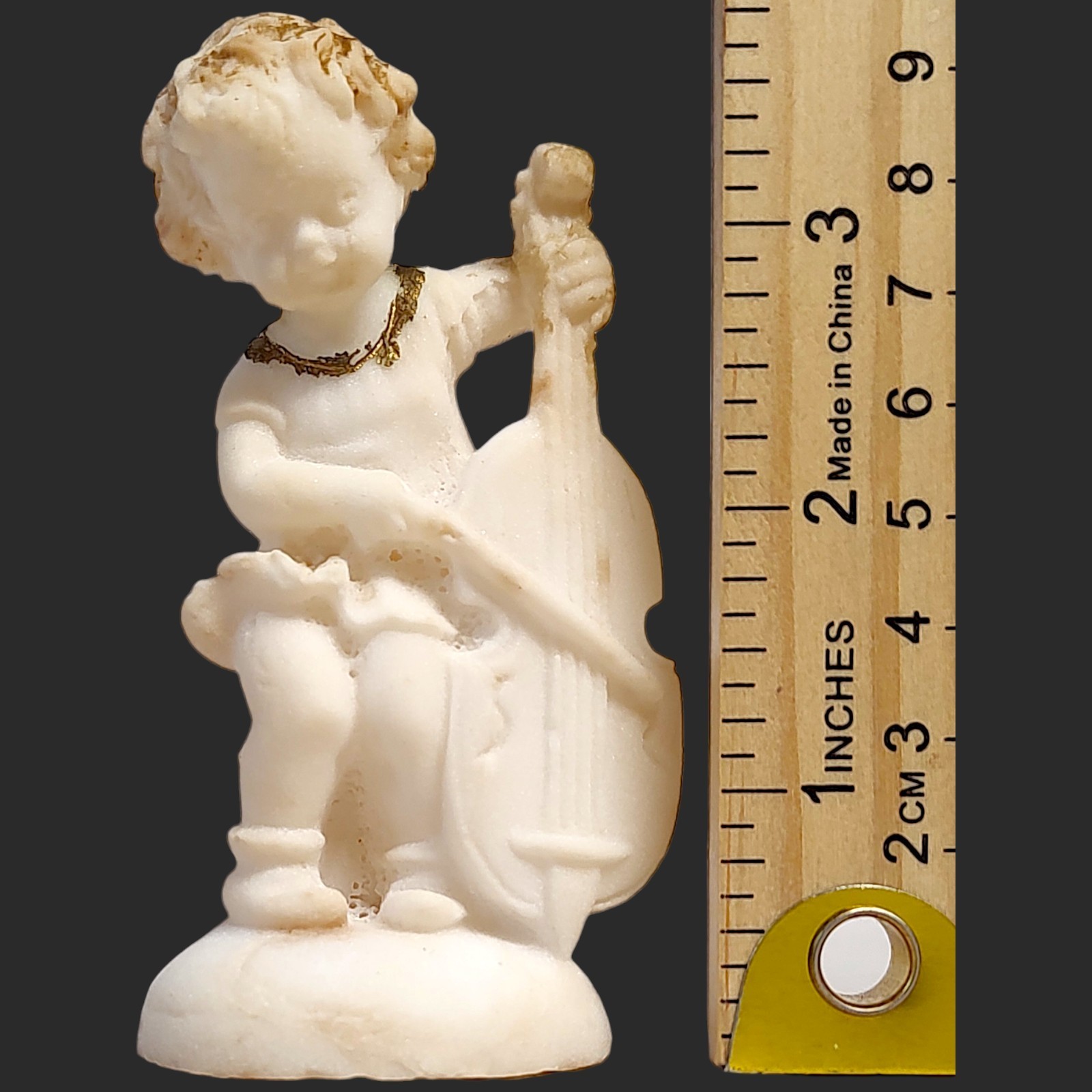 Early 20th Century Classical Child Cellist American Cast Plaster Gypsum Figurine