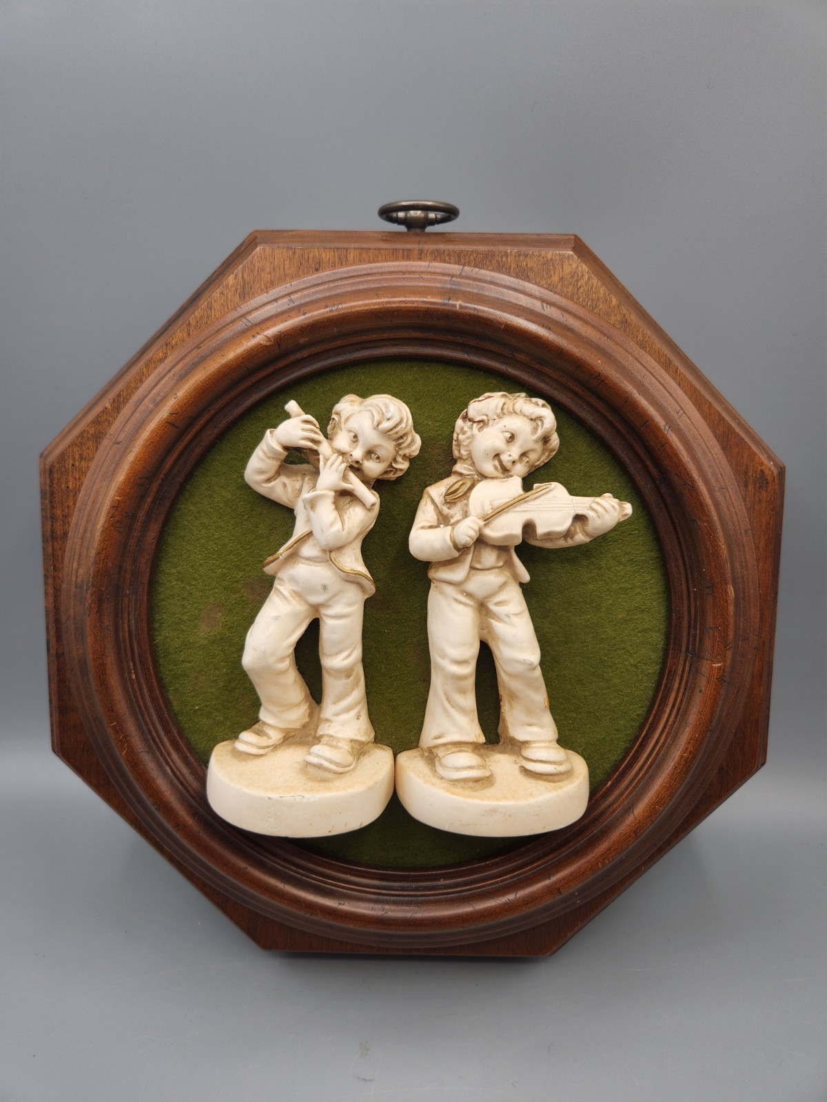 Vtg Plaster Ware Wall Plaque Musical Kids made with vtg Howard Miller Clock OOAK