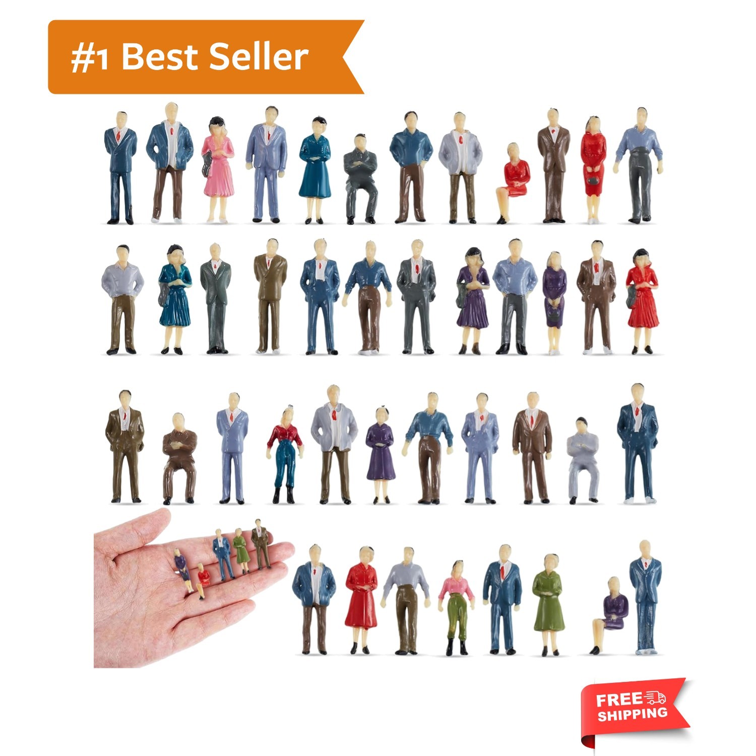 50 Pcs 1: 75 Scale Mini People Figurines 0.98 Inch Model Trains Architectural…