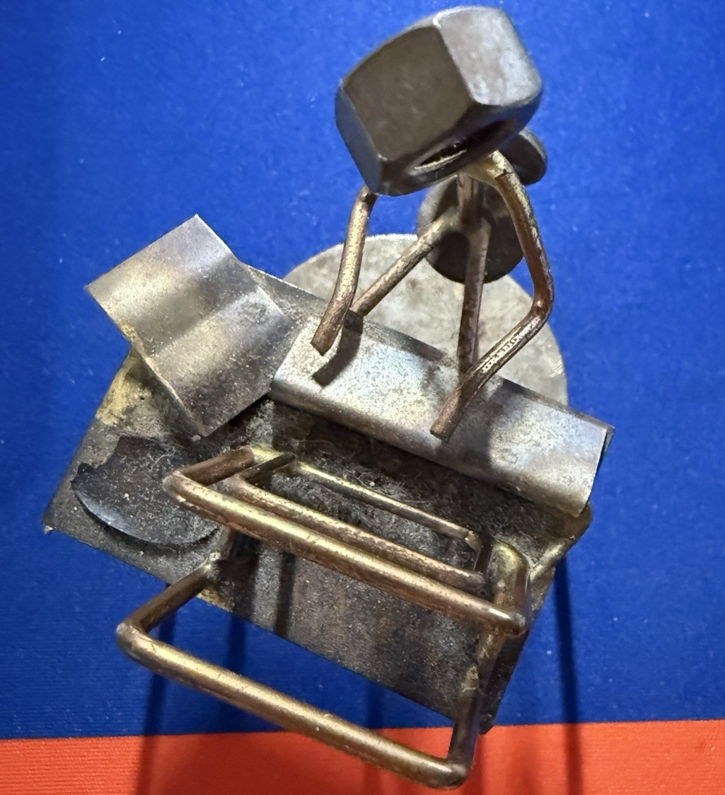 Handcrafted Metal Nut & Bolt People Figurine Sculpture, Silver/Gold