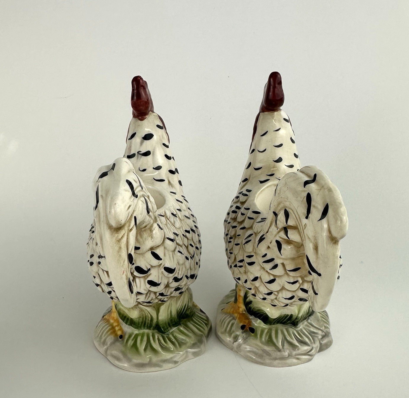 Vintage J. Willfred Handpainted Rooster Candle Holders Ceramic Sadek Import 4.5”