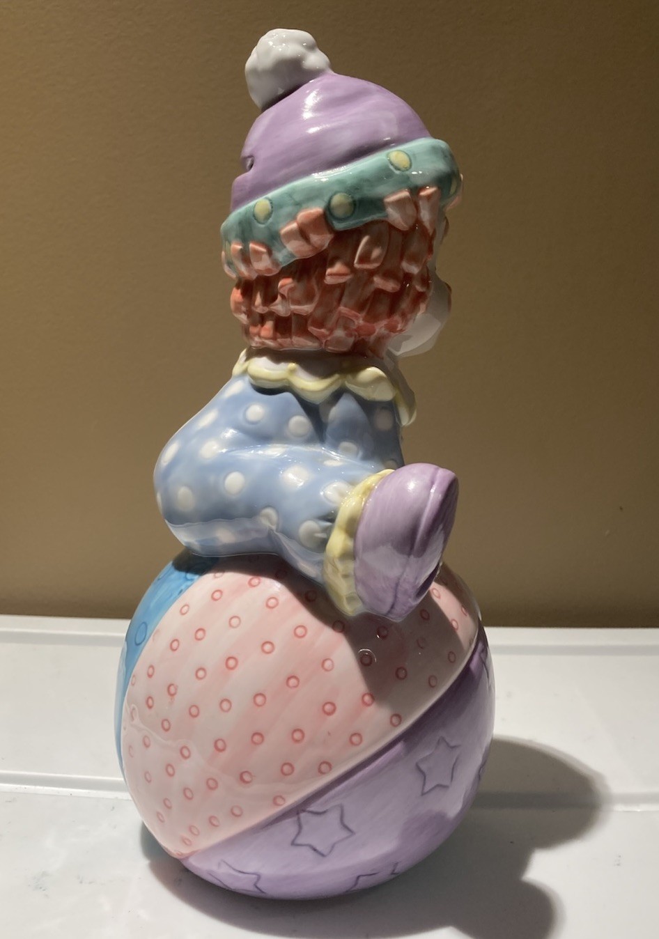 Enesco Precious Moments Clown On Ball Piggy Bank 10 1/5” Ex Cond