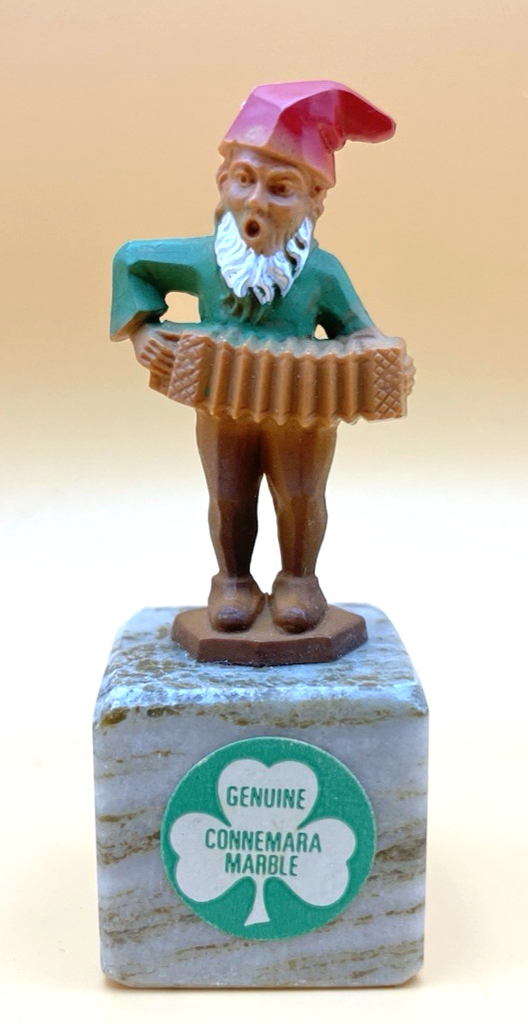 Vtg 3″ Miniature Irish Genuine Green Connemara Marble Color Leprechaun Figurine