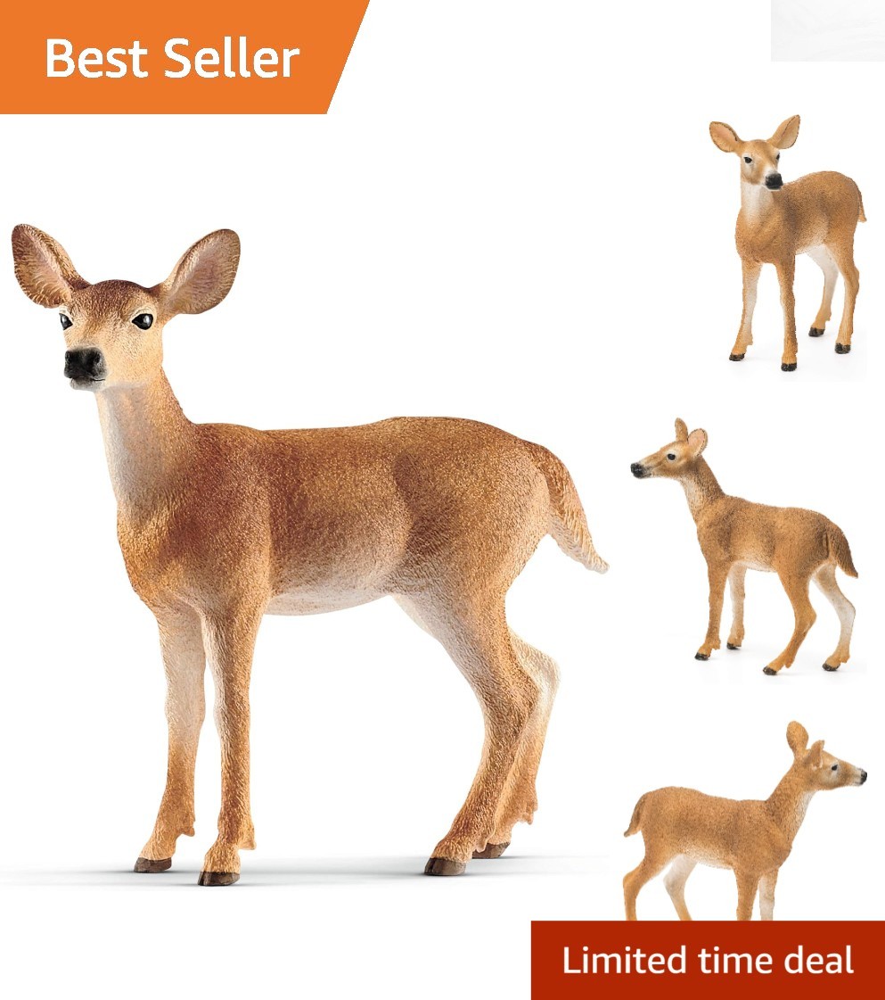 Realistic White-Tailed Doe Animal Figurine – Perfect for Creative Play, 3+