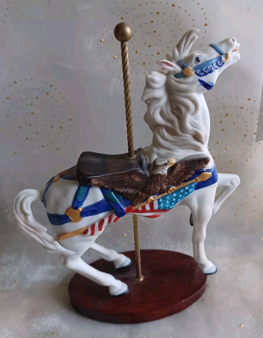 1988 Franklin Mint TREASURY OF CAROUSEL – Patriotic Horse Porcelain Figurine