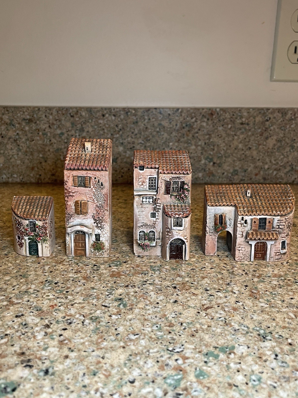 Gault France Miniature Ceramic Village Buildings Lot of 4 Signed