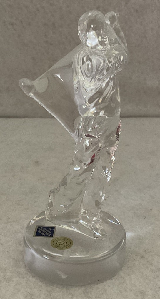 Jihlavske Bohemia Sklarny Golf Figurine Statue 24% PBO Lead Crystal 5.25”