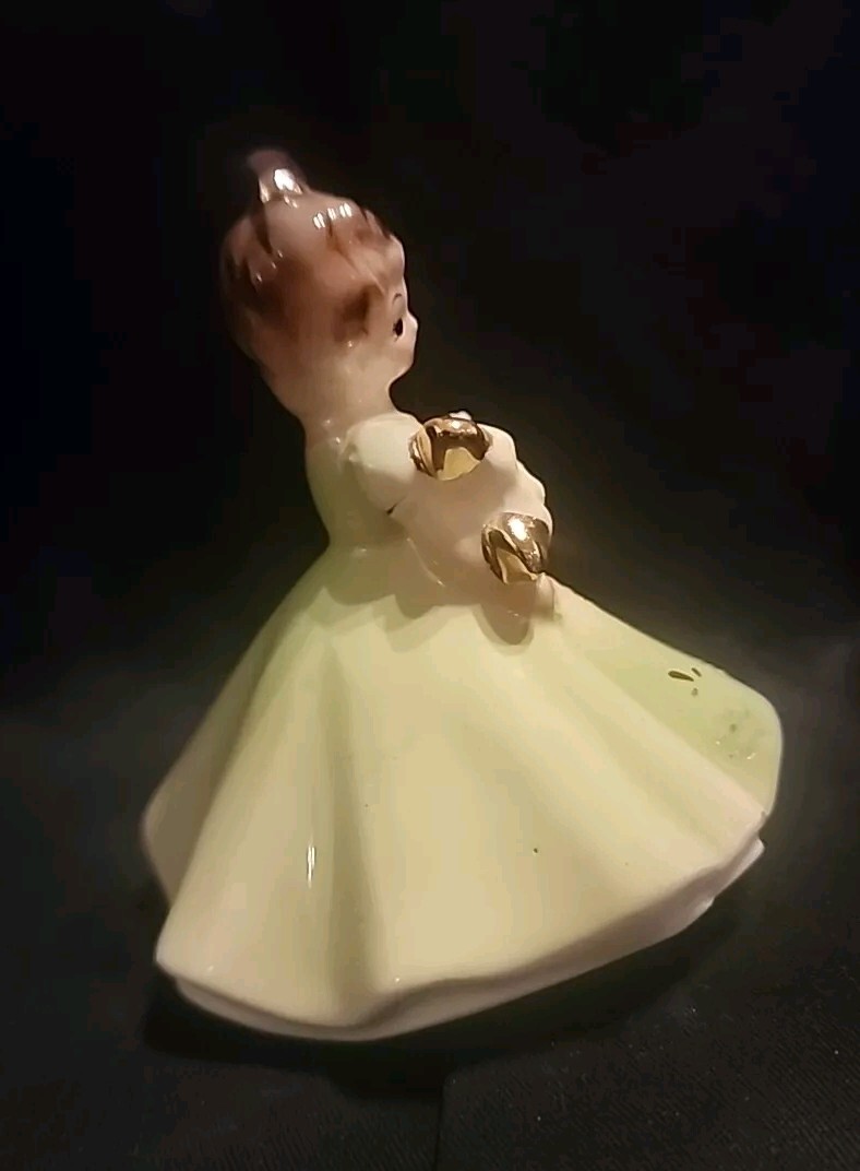 1950’s Josef Originals August Peridot Crystal 3.7 Inch Ceramic Green Figurine