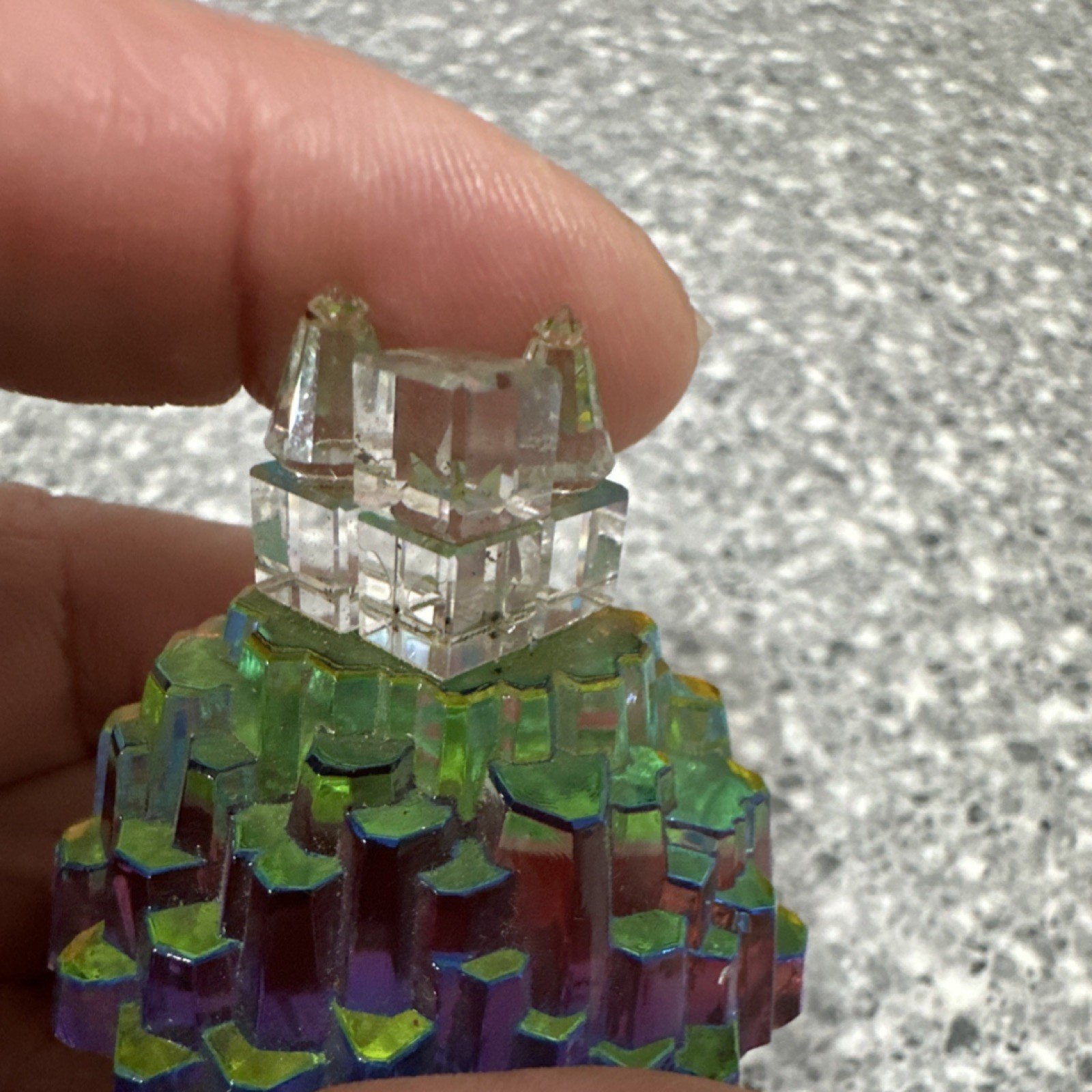Iridescent Glass Fantasy Castle Figurine with 3D Effect.Swarovski stone.