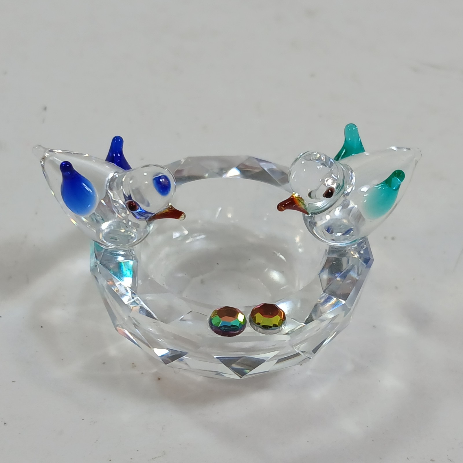 Crystal Bird Bath Bowl Birds Figurine Bowl Sculpture Lampwork