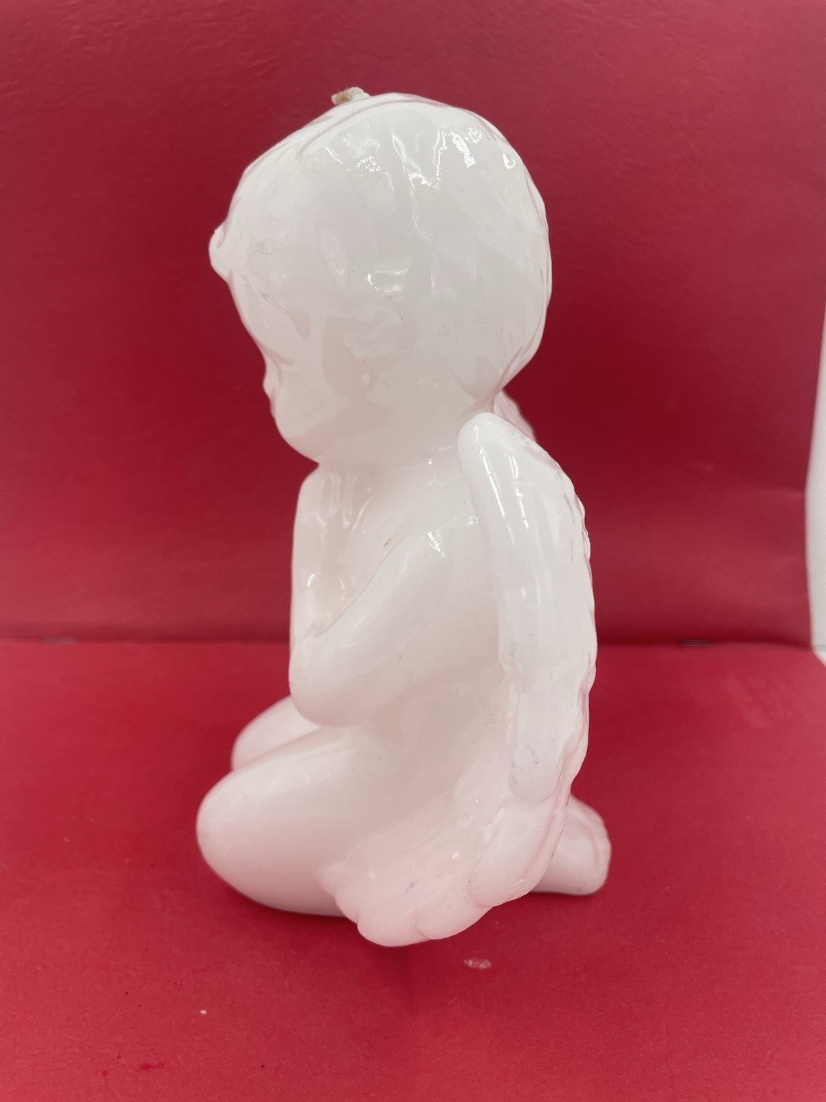 Prayer Candle White Angel Cherub Wax The Candle Mill Vermont 6.5” Made In USA
