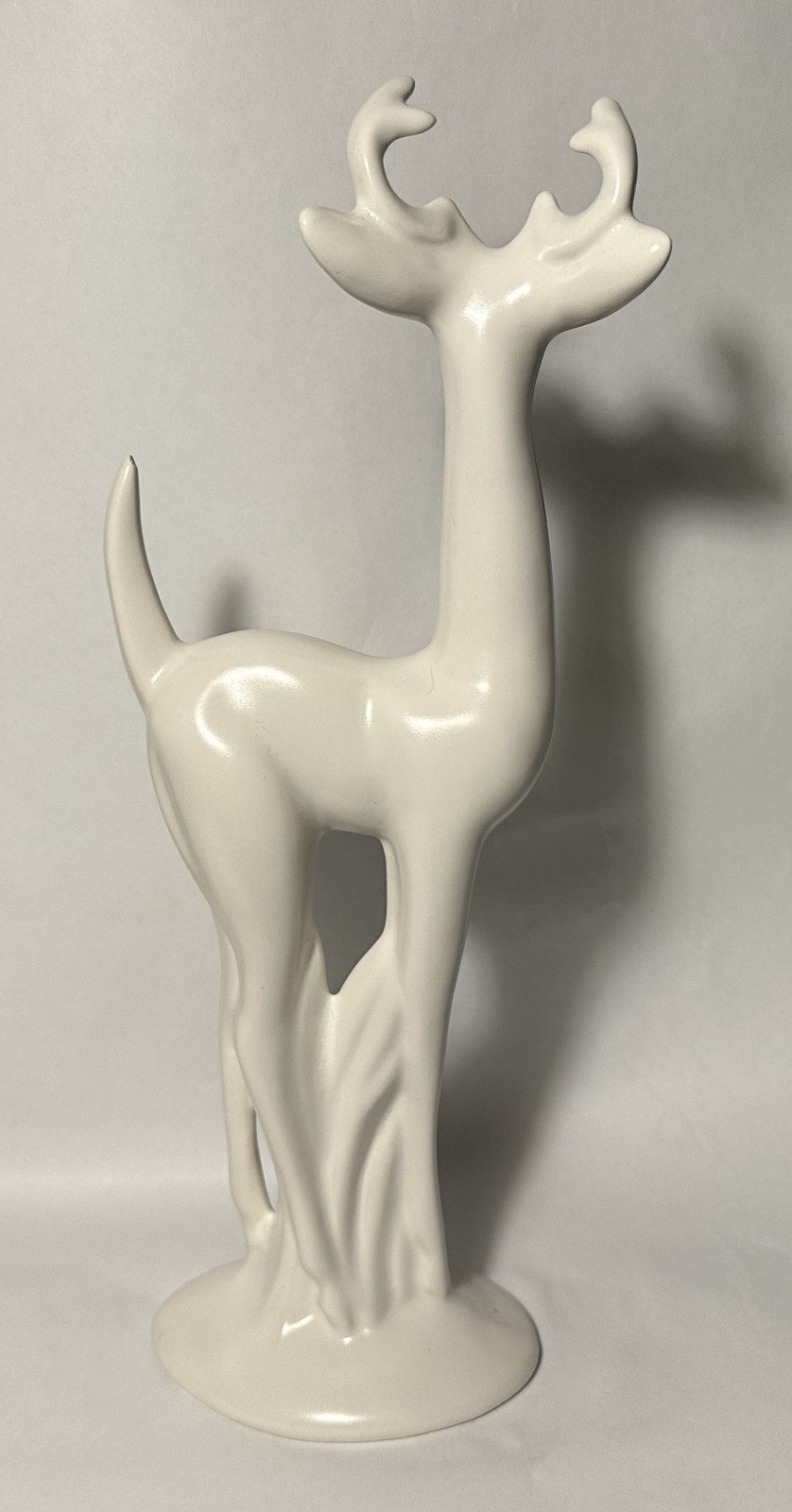 art deco MATTE WHITE DEER FIGURINES 12″