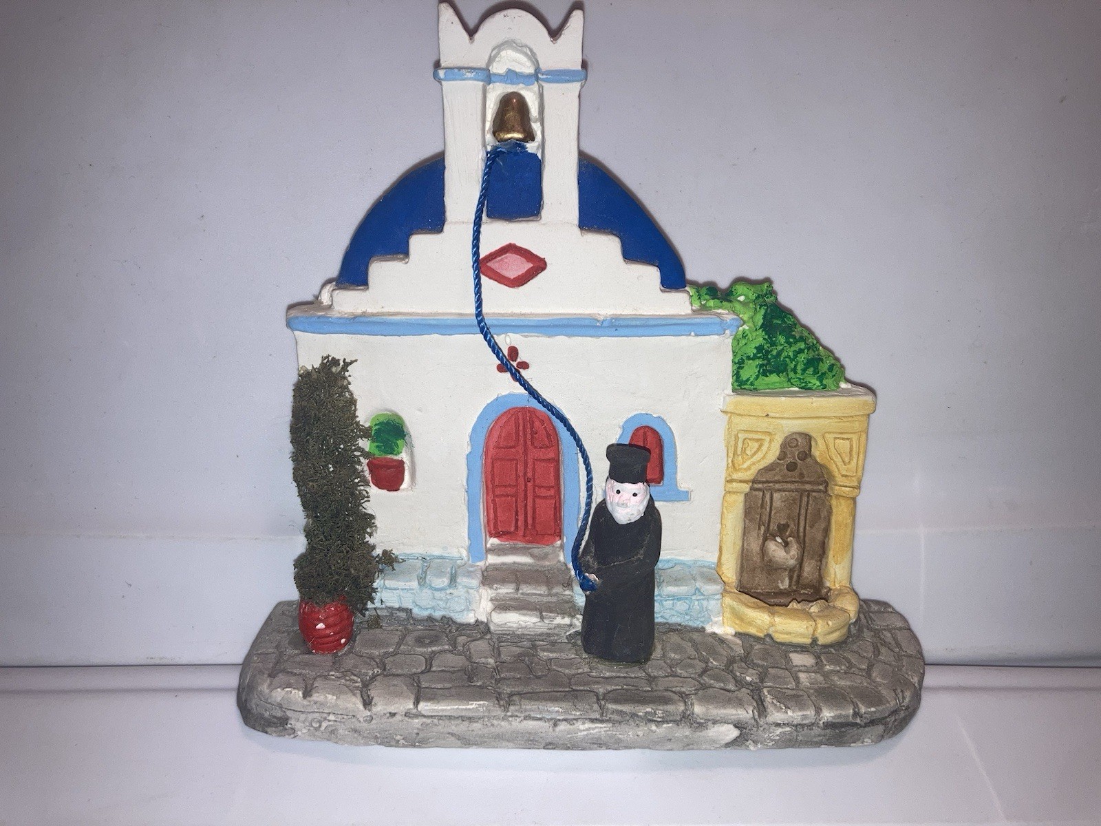 Miniature Ceramic Village Greek Church Wall Decor