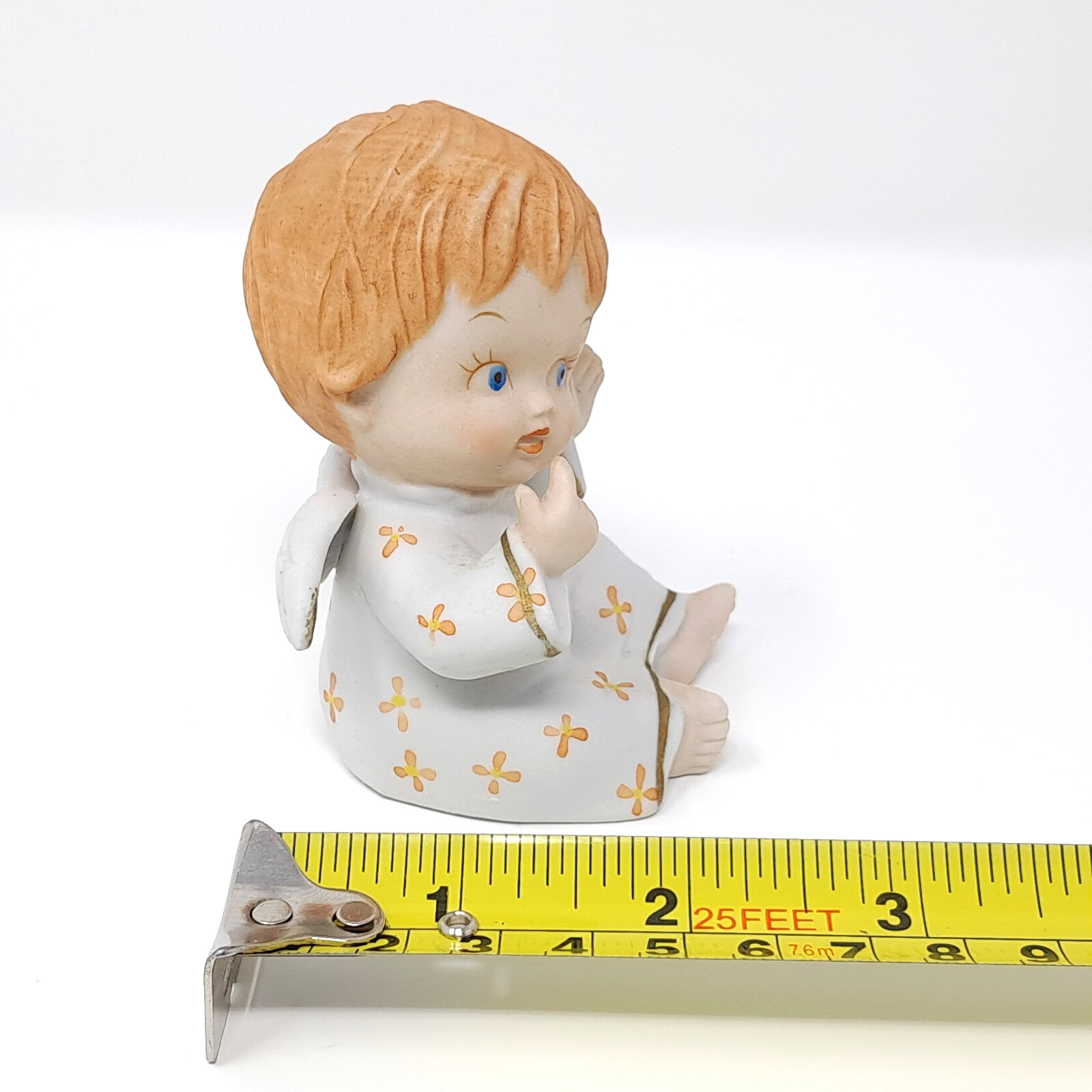 Enesco 1979 Baby Angel Cherub ceramic Figurine blue eyes vintage