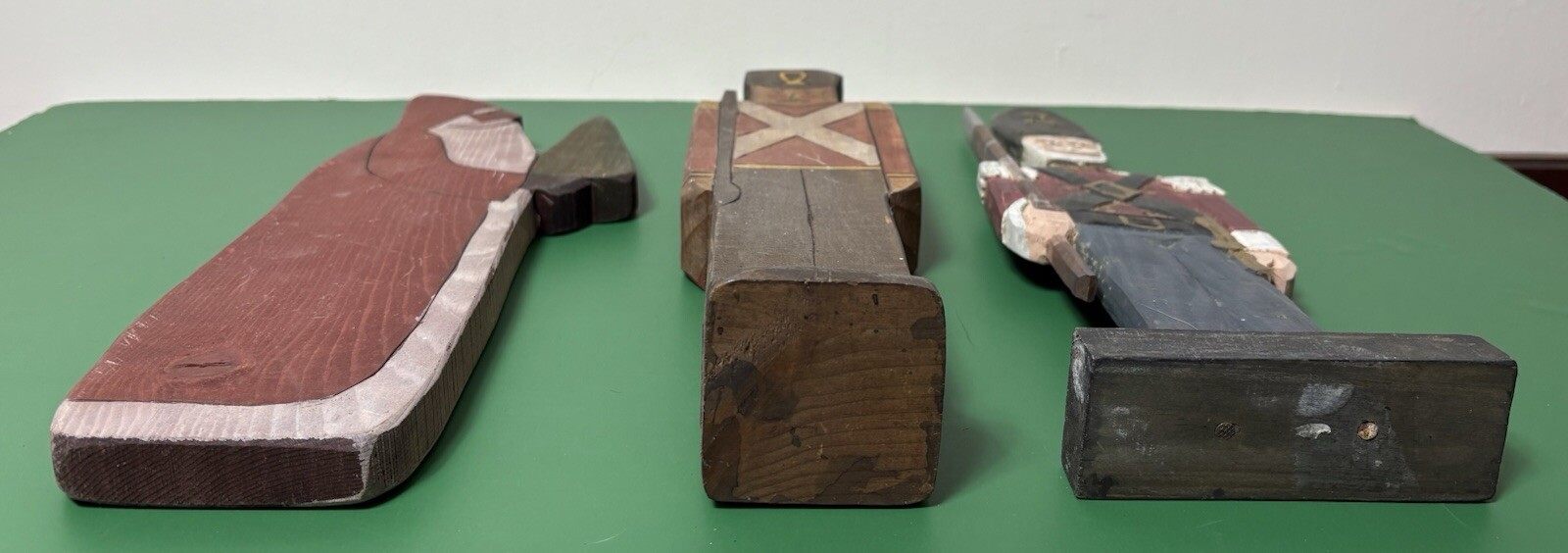 Lot Of 3 Wooden Hand Carved Christmas Characters Santa & Toy Soldiers, Stamp PVW