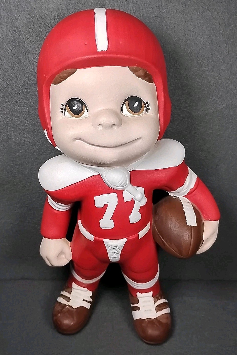 Vintage Atlantic Mold Smiley Ceramic Football Player Statue