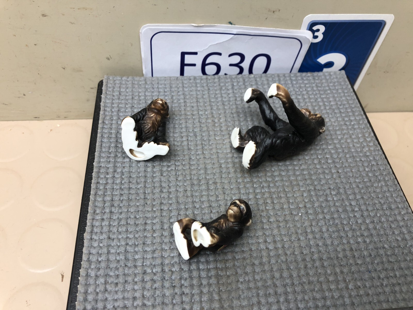 Vintage Bone China Miniature Monkey Ape Figurine Family Lot of 3