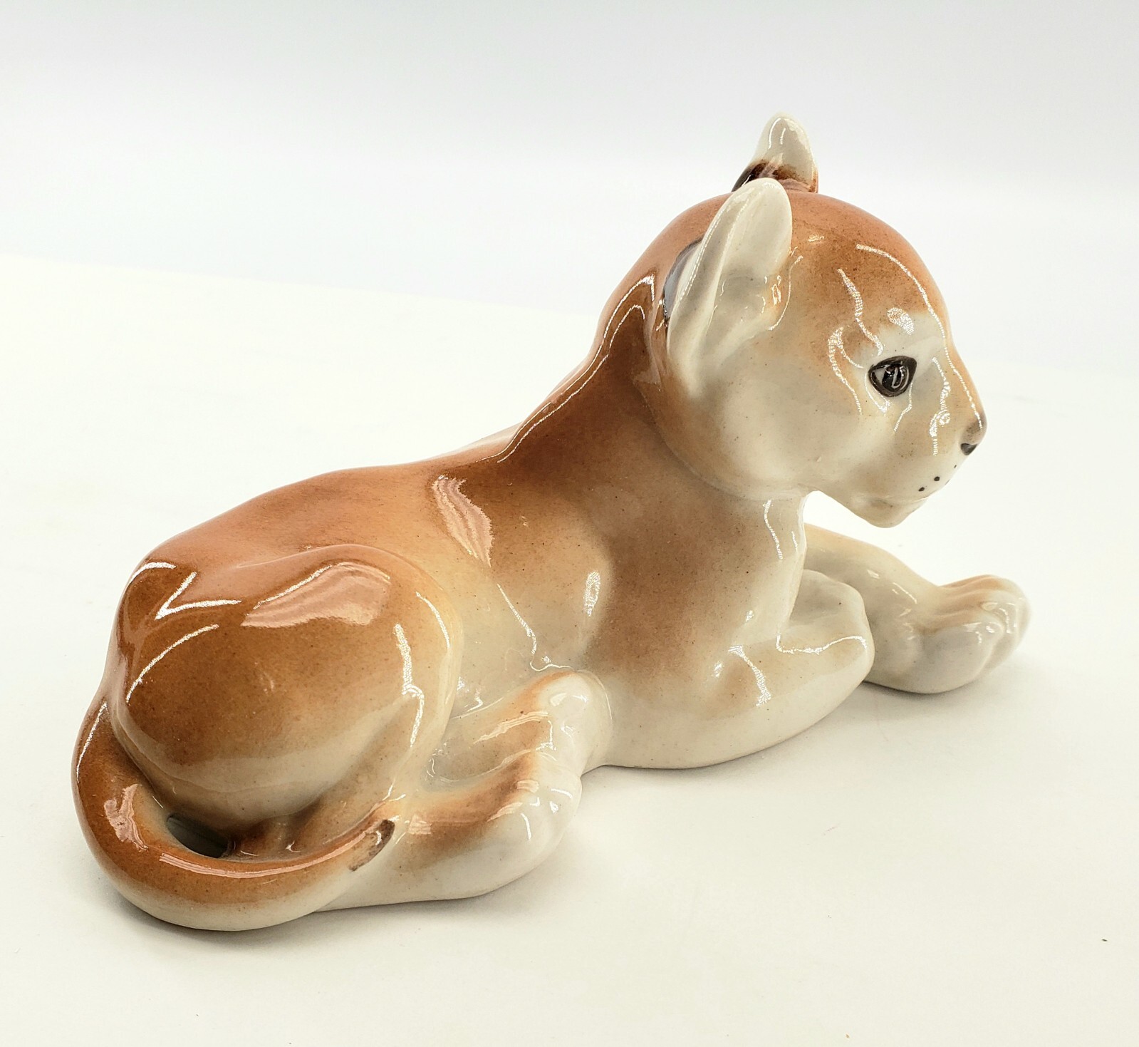 USSR Lomonosov Russian Porcelain Lion and Cheetah Cubs Cat Figurines