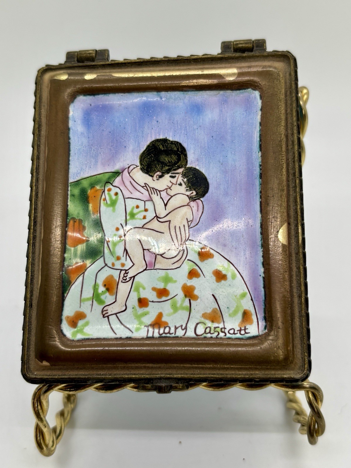 Vintage Kelvin Chen Enamel Hand Painted Trinket Box Mary Cassatt 542 2001