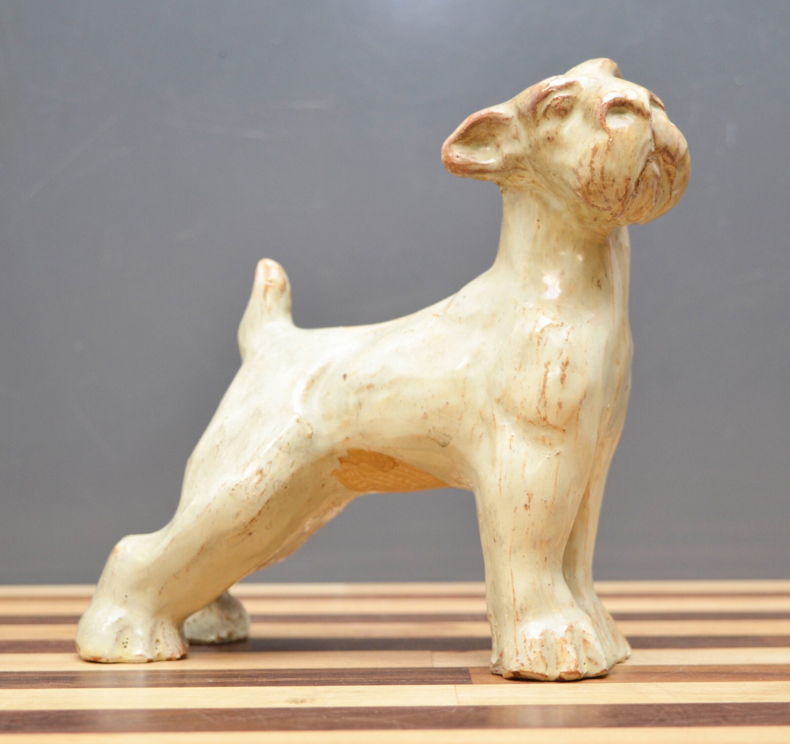 Antique Ceramic Petri Tegelen Piet Peters Boxer ? Dog Dutch Netherlands Pottery