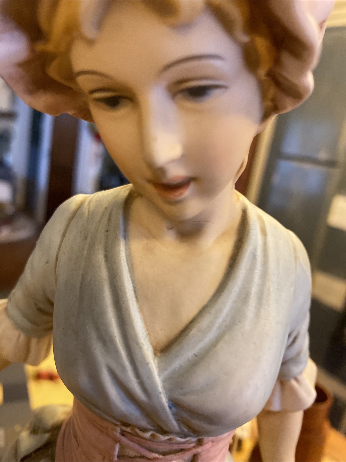 Lenwile Ardalt Hand Painted Figurine of Woman with Two Children On Pedestal RARE